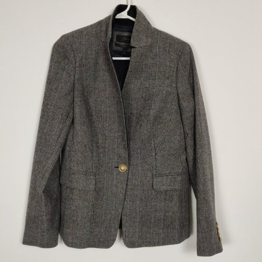 J. Crew Womens Regent Blazer Size 6 Gray Glen Plaid Wool Business